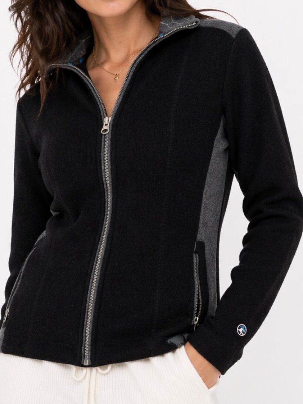 KUHL Aurora Alfpaca Fleece Full Zip Jacket Black Gray XS